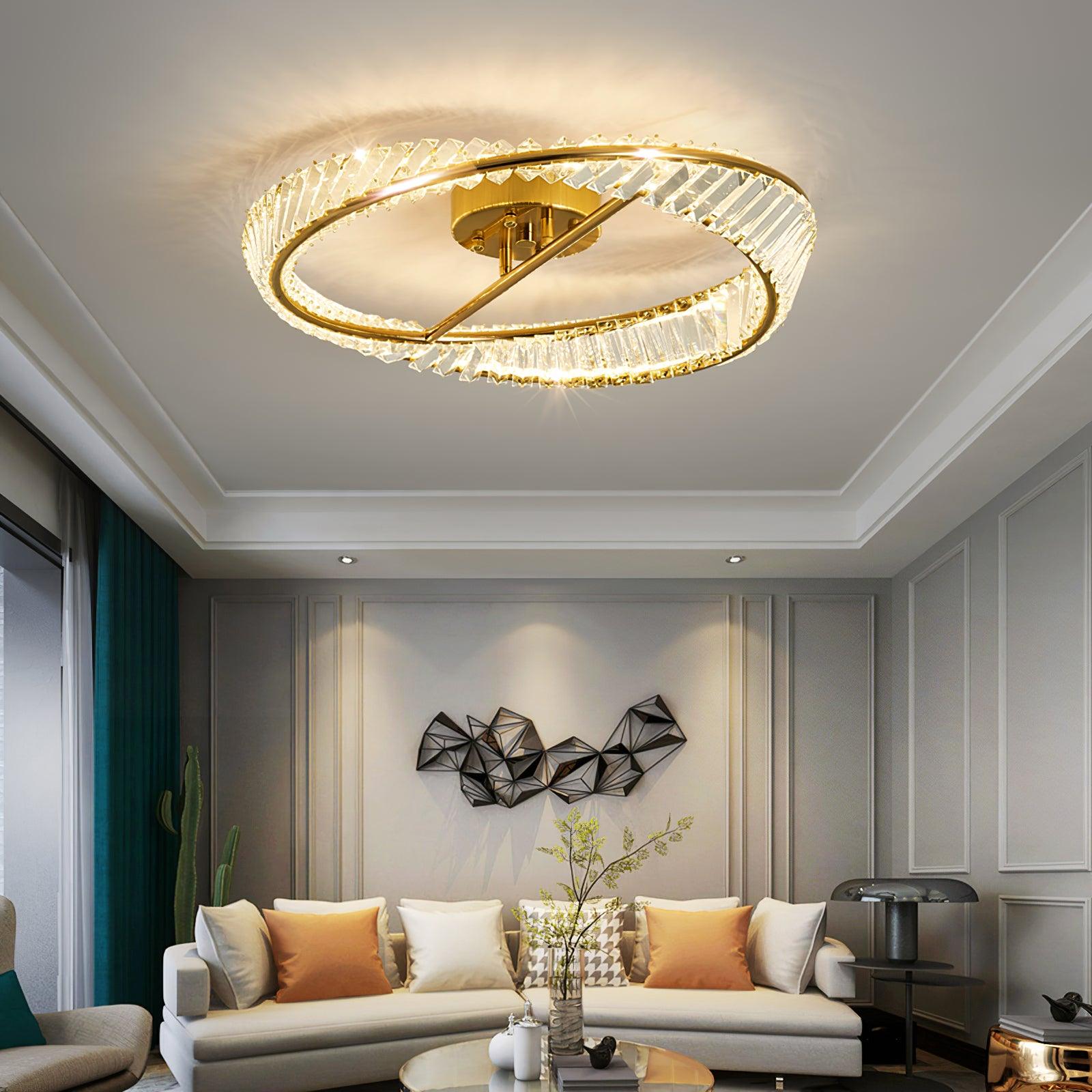 Lustra Ceiling Light Crystal Rings Stainless Steel - Letslighting