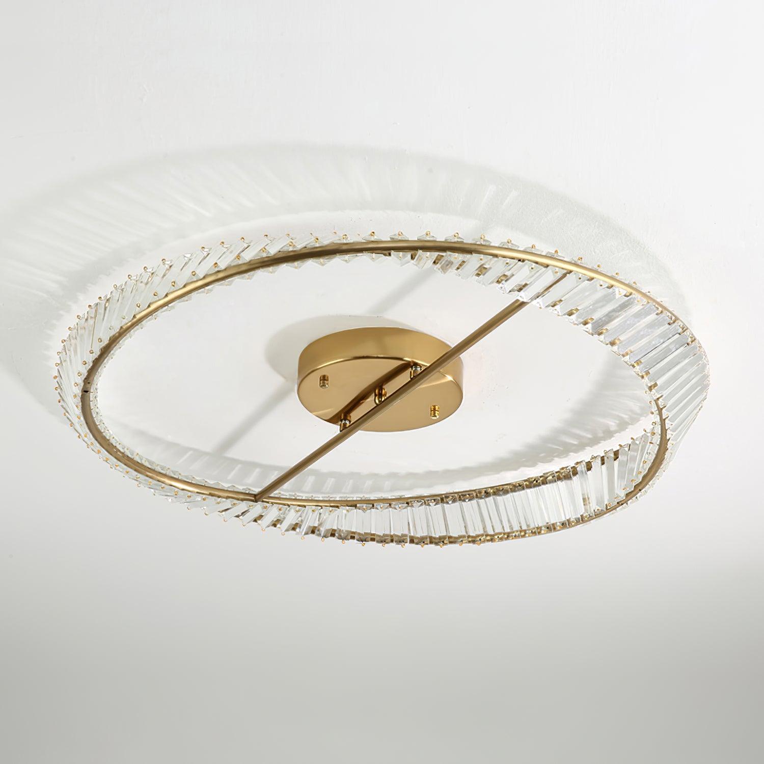 Lustra Ceiling Light Crystal Rings Stainless Steel - Letslighting