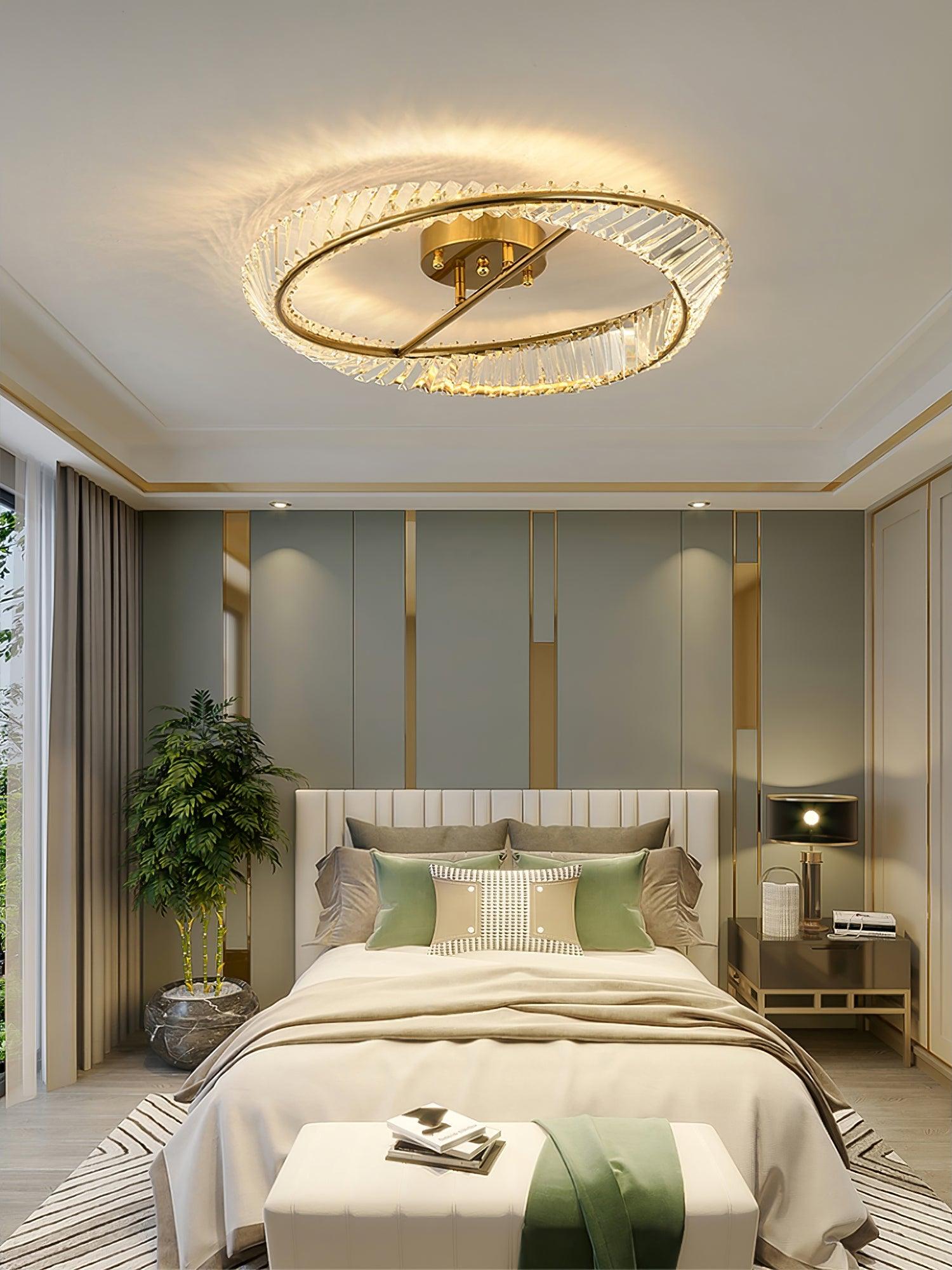 Lustra Ceiling Light Crystal Rings Stainless Steel - Letslighting