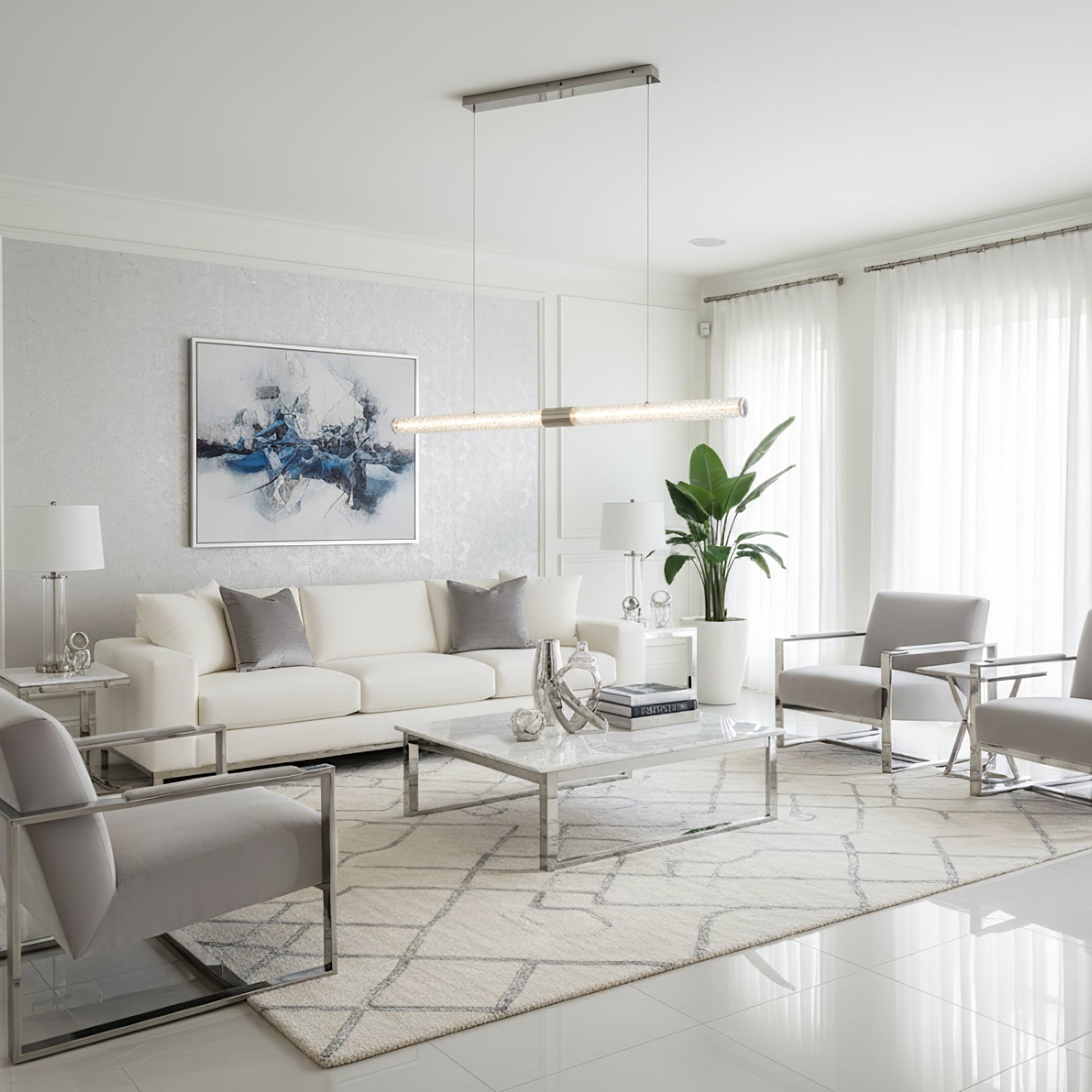 Linear Modern Metal & Resin Pendant Light