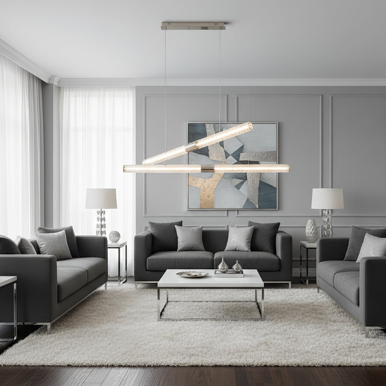 Linear Modern Metal & Resin Pendant Light