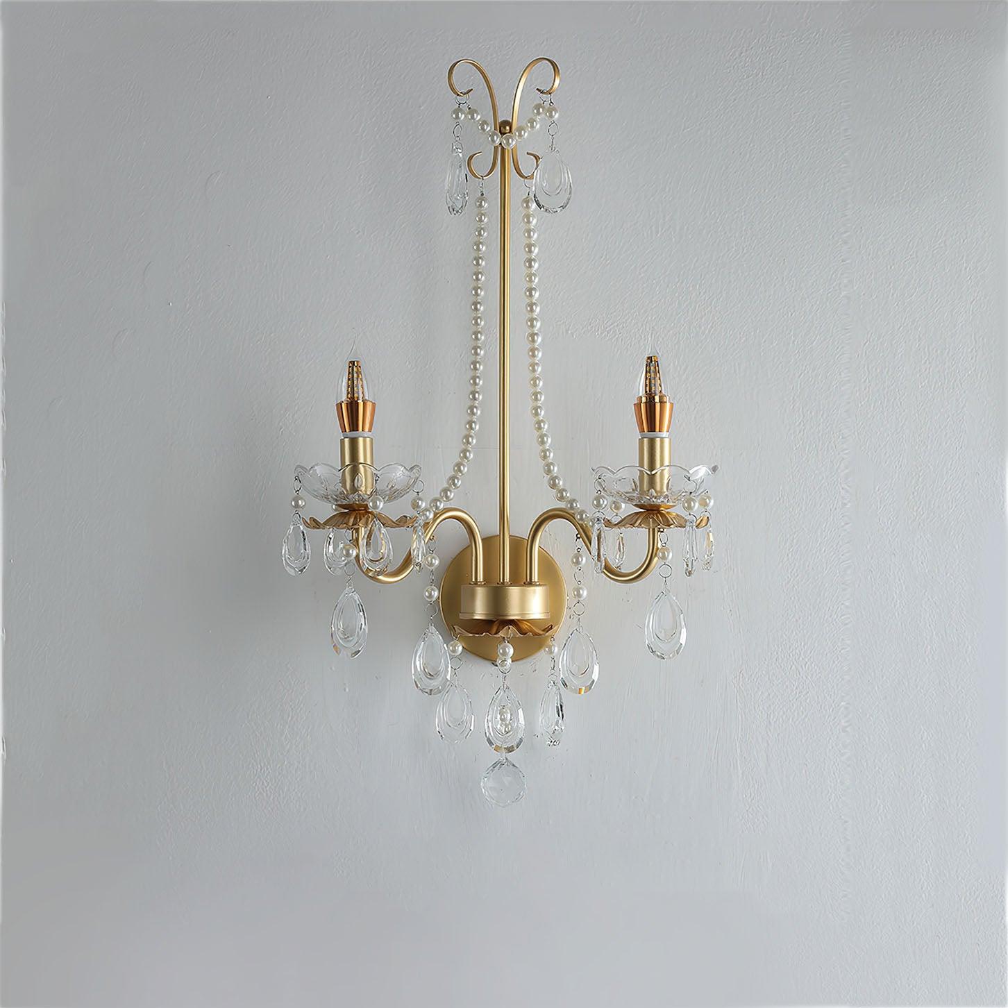 Nydoraris Elegance Pearl Chain Crystal Wall Lamp - Letslighting