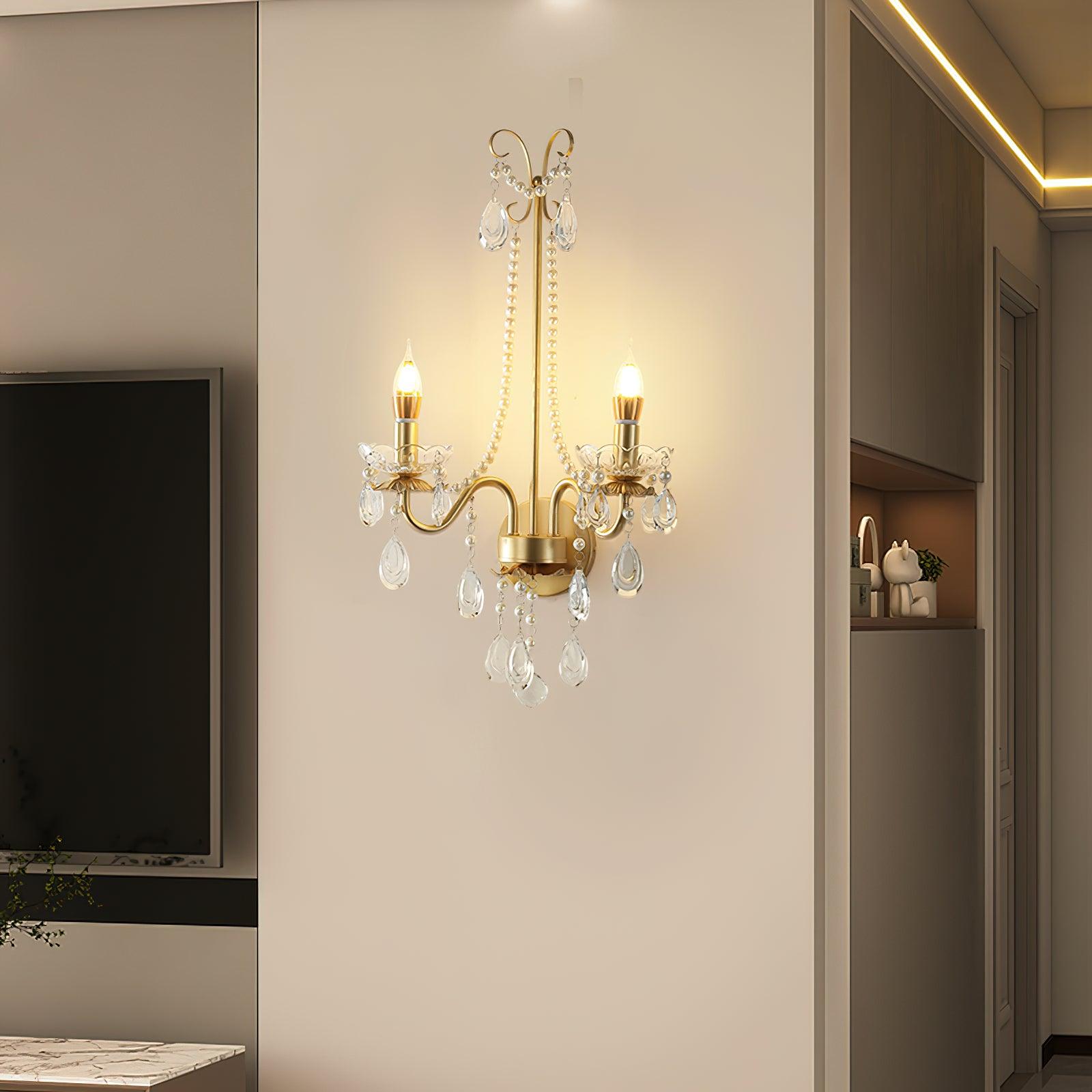 Nydoraris Elegance Pearl Chain Crystal Wall Lamp - Letslighting