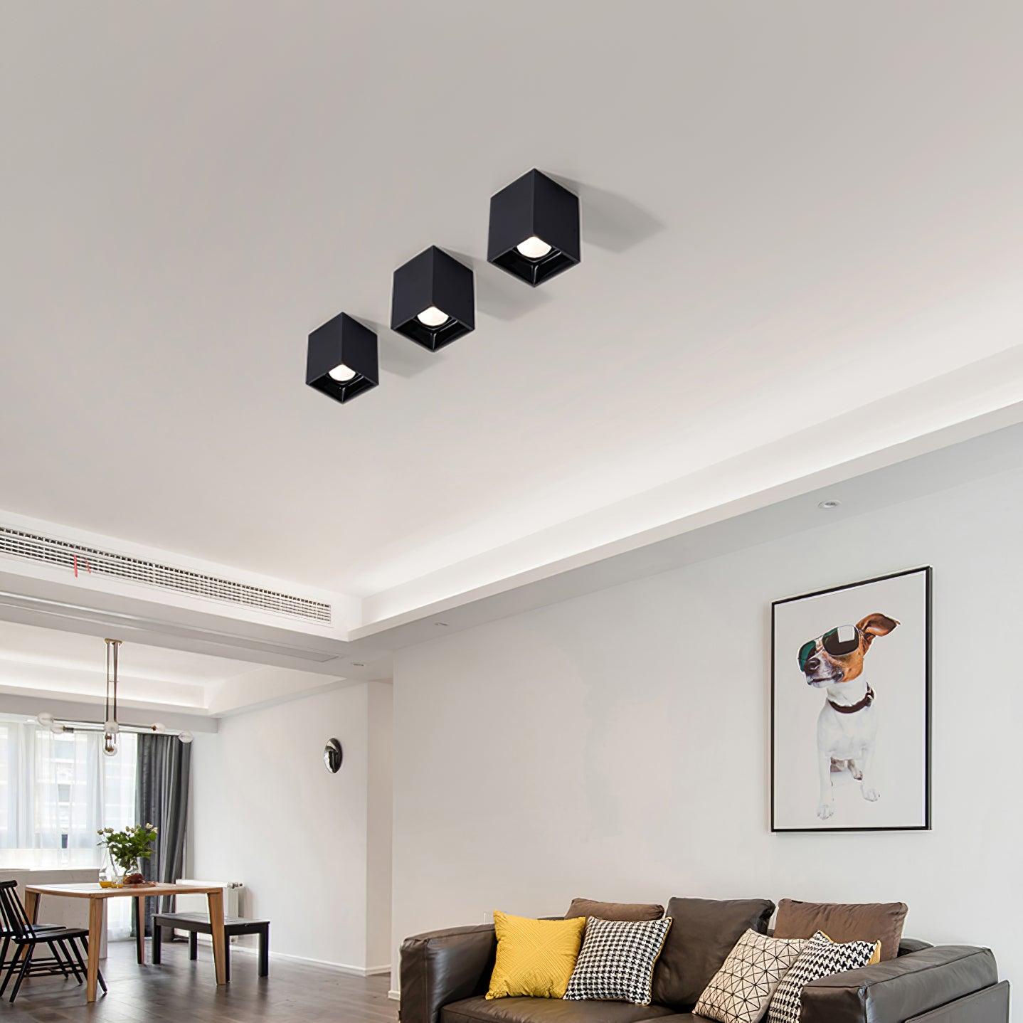 Lustra Ceiling Light Cube Square Black Spotlight - Letslighting