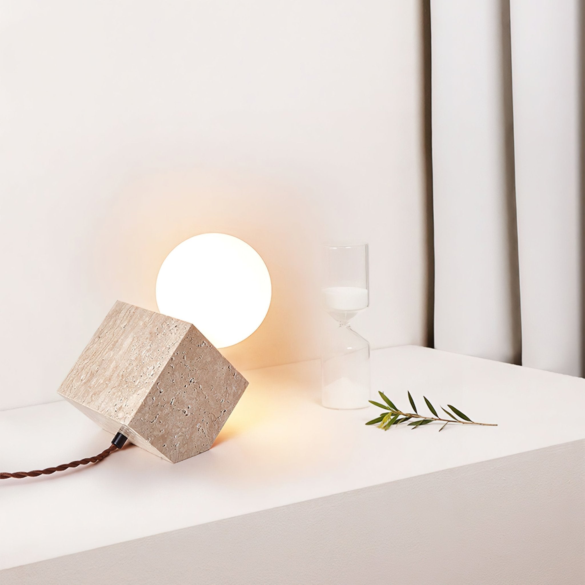 Hexarae Geometric Travertine Table Lamp - Letslighting