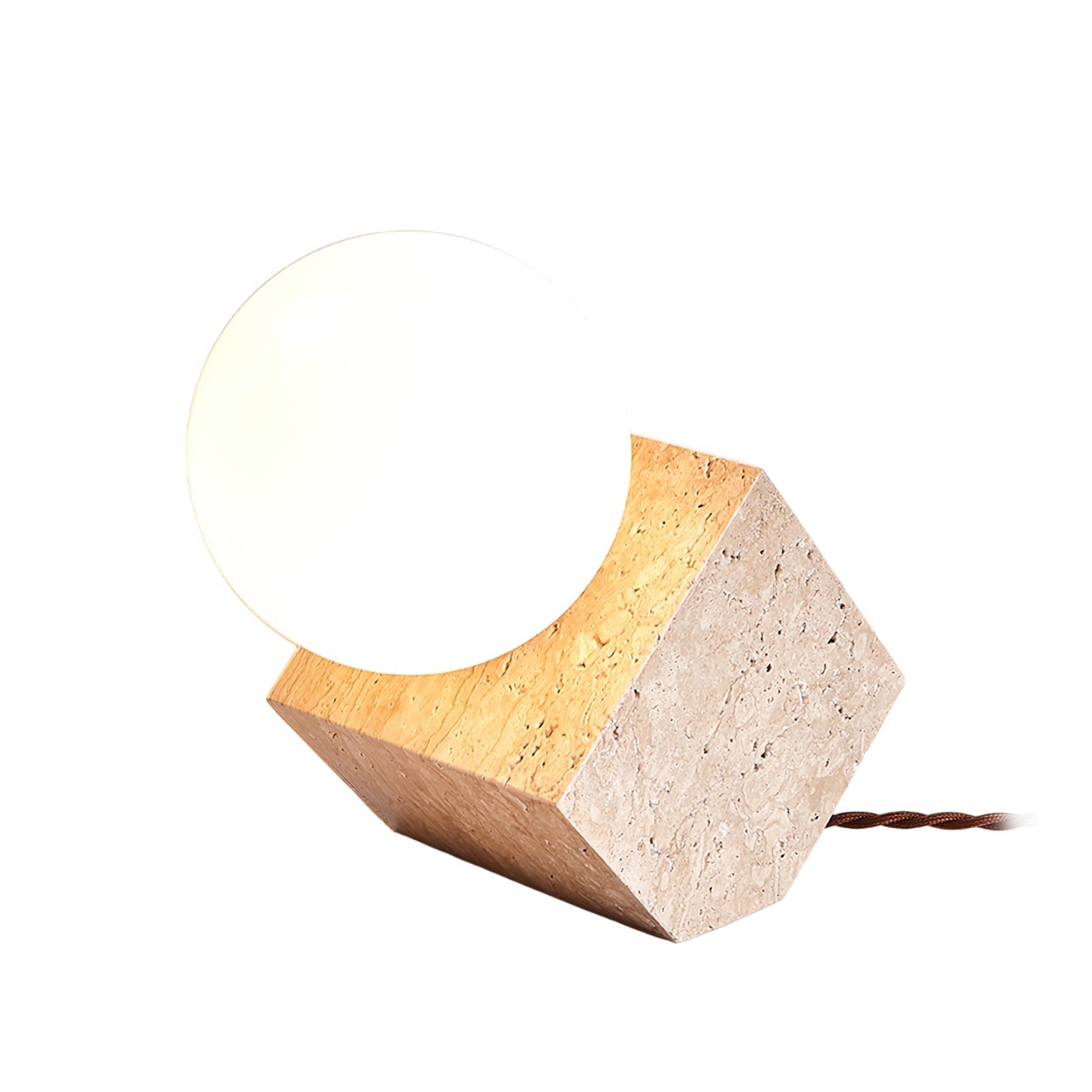 Hexarae Geometric Travertine Table Lamp - Letslighting