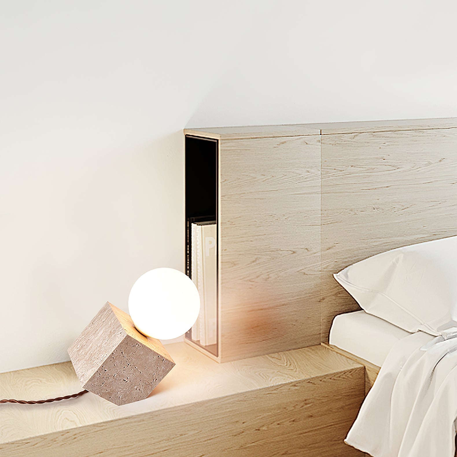 Hexarae Geometric Travertine Table Lamp - Letslighting