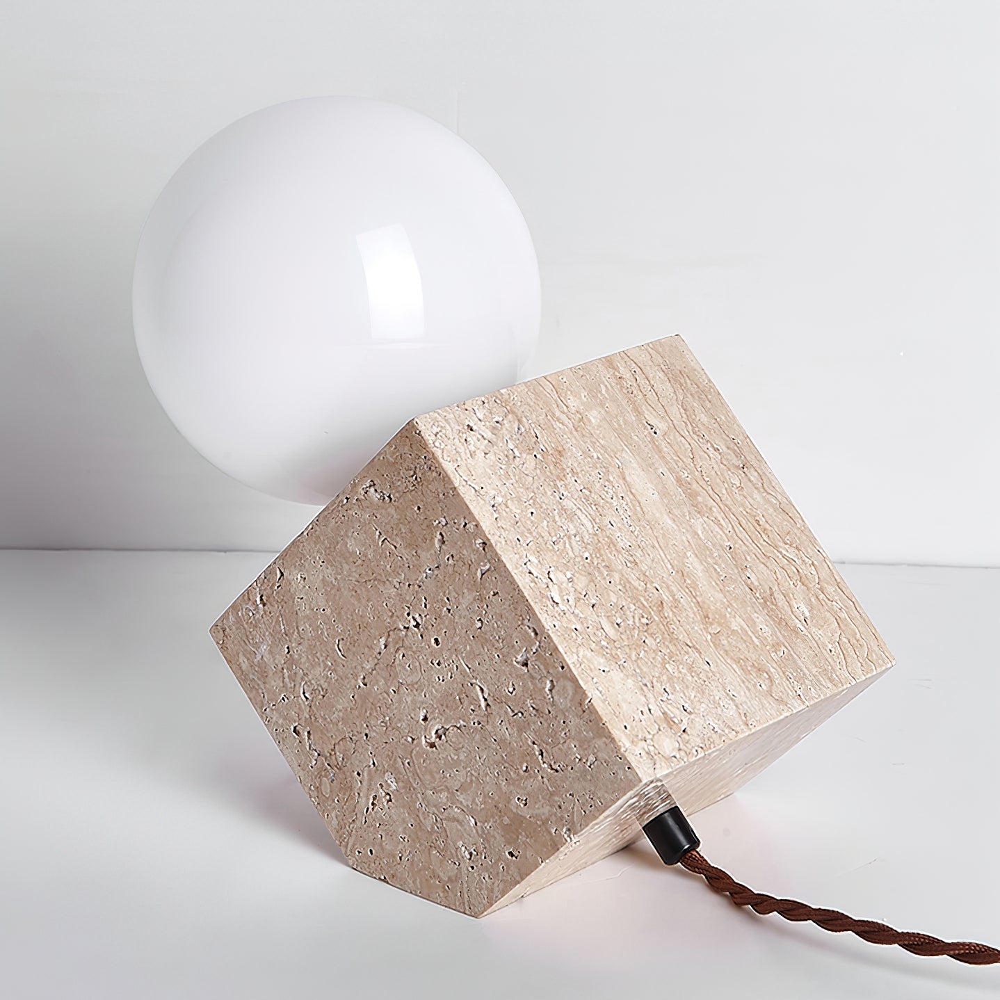 Hexarae Geometric Travertine Table Lamp - Letslighting