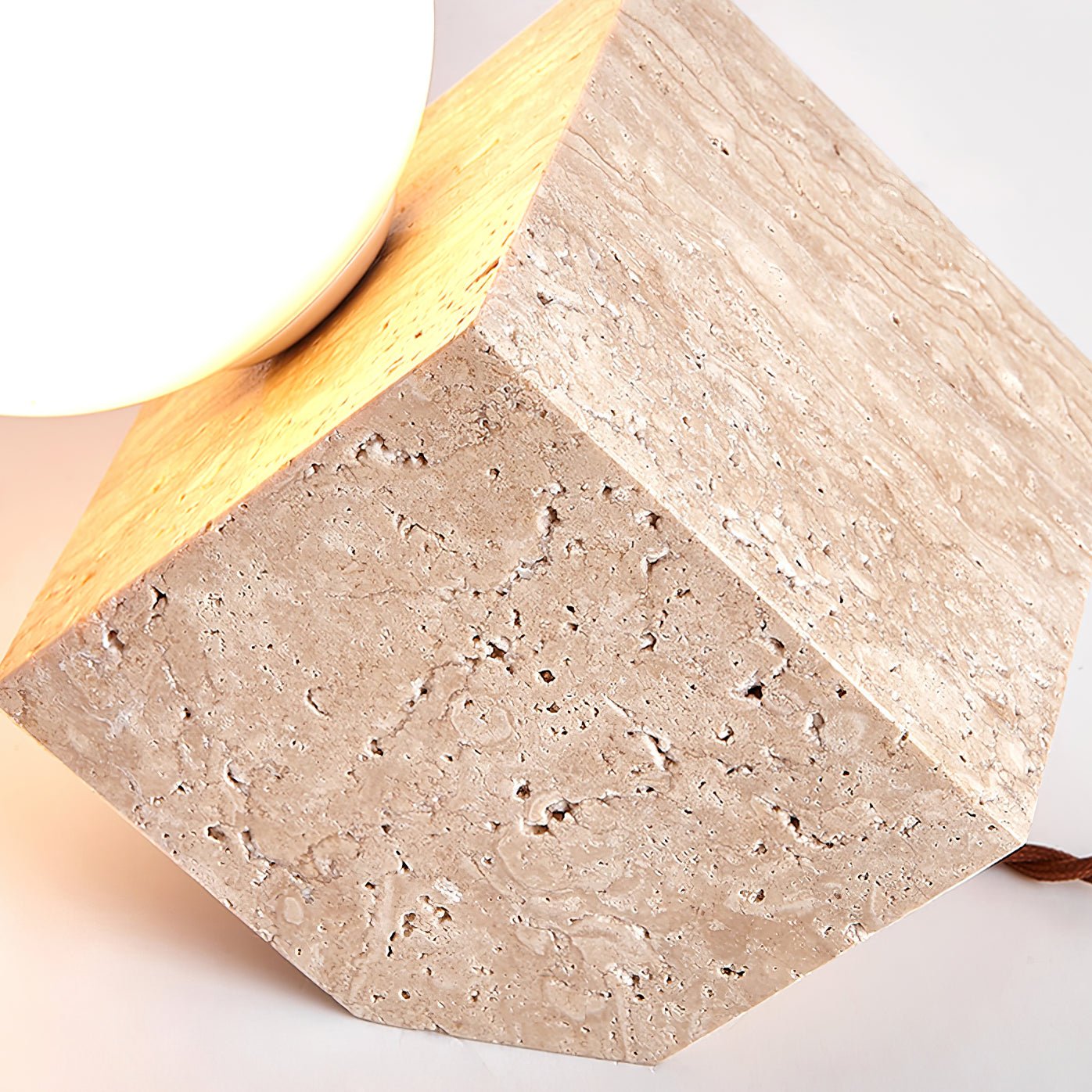 Hexarae Geometric Travertine Table Lamp - Letslighting