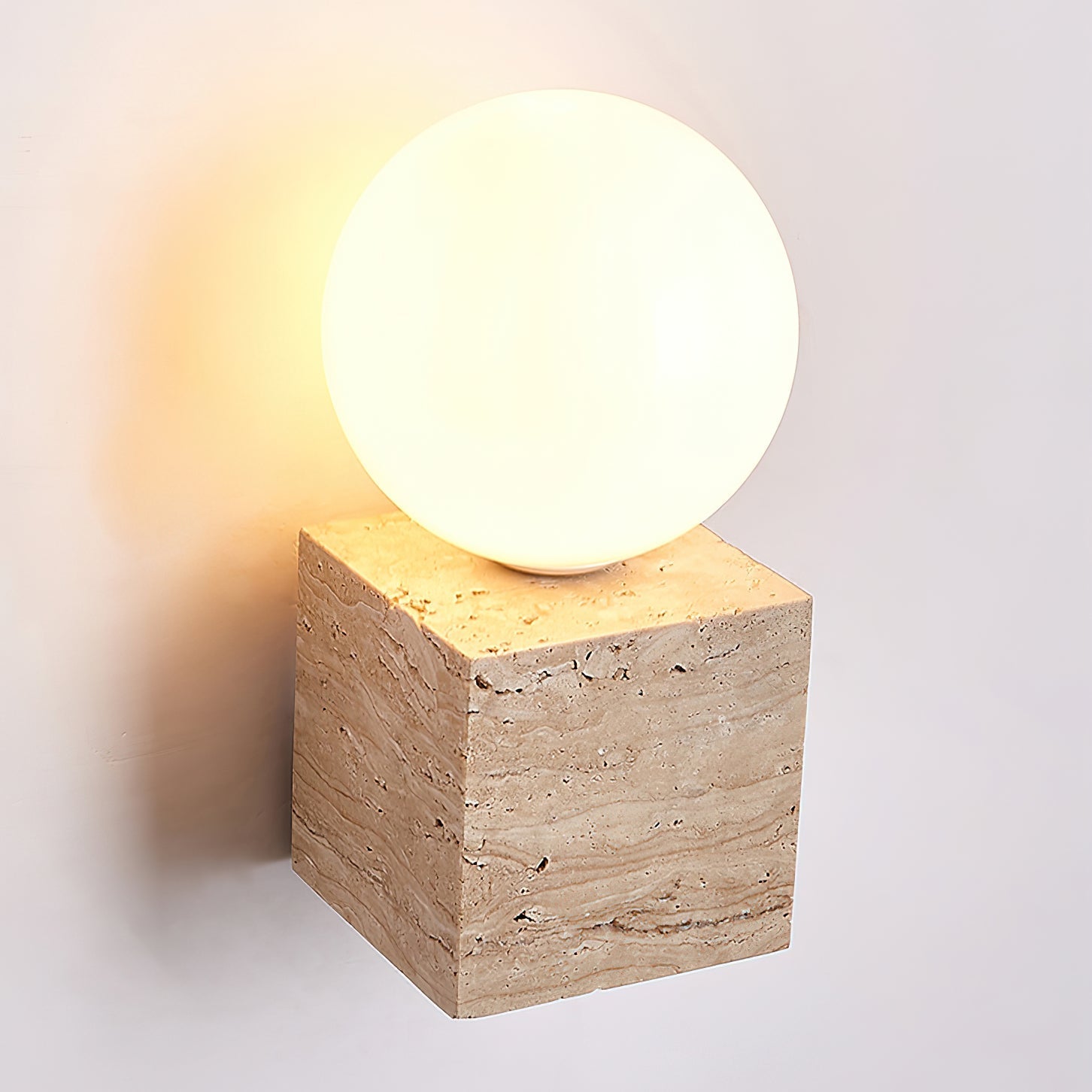 Eurlaean Cube-Base Travertine Wall Light - Letslighting