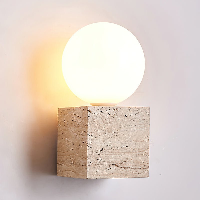Eurlaean Cube-Base Travertine Wall Light - Letslighting