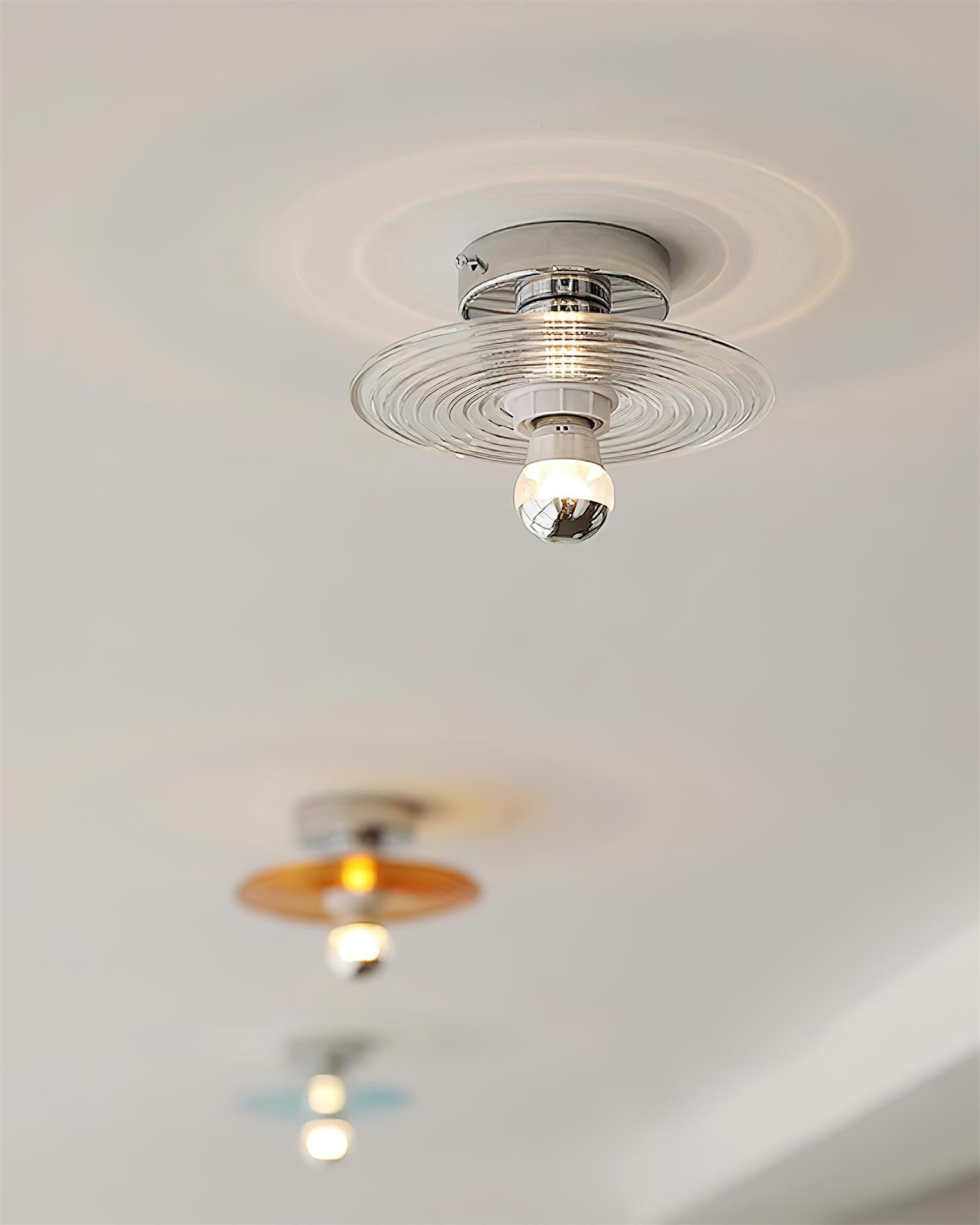 Curios Ceiling Light Ripple Glass Chrome Modern - Letslighting