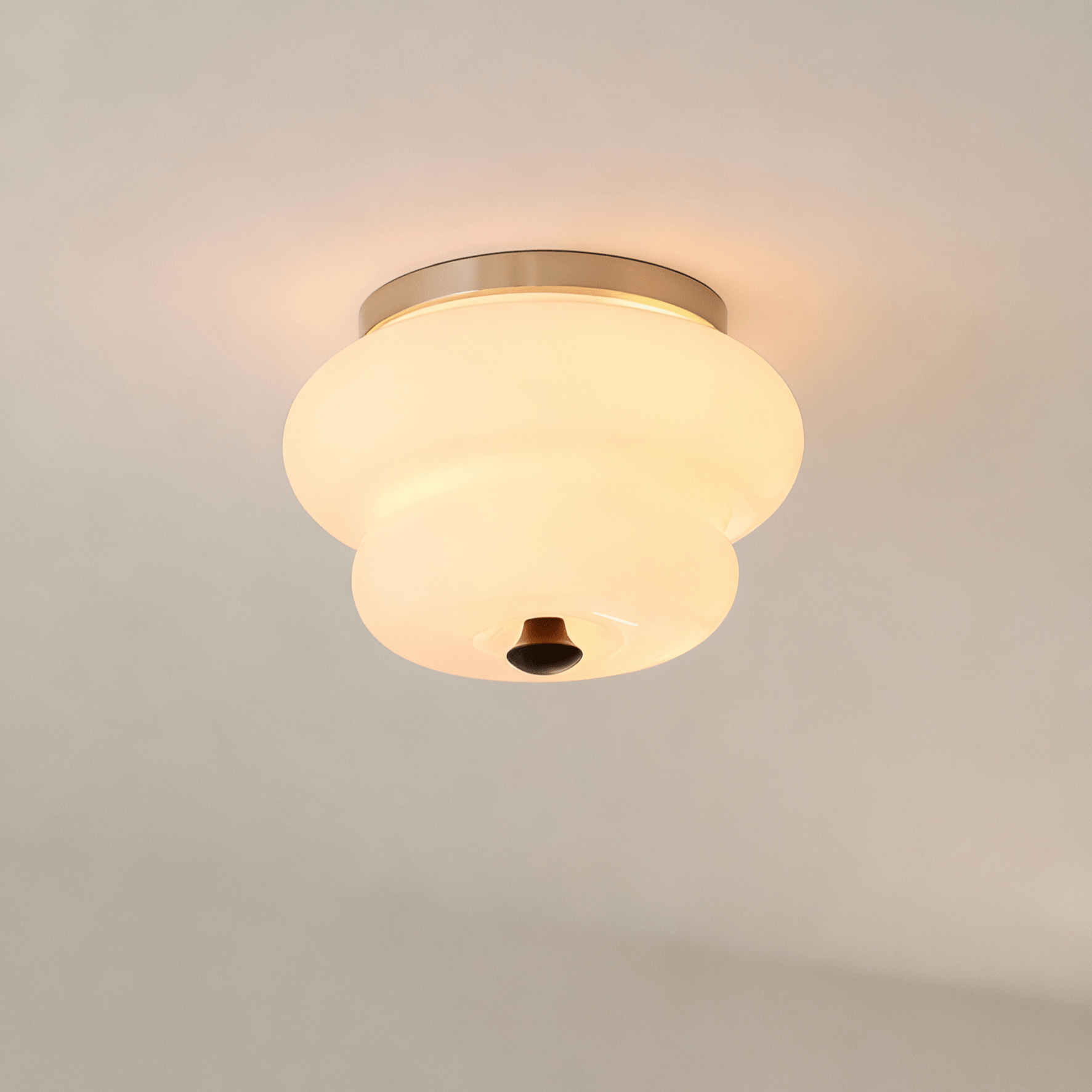 Curvaceous Modern Glass & Wood Ceiling Light