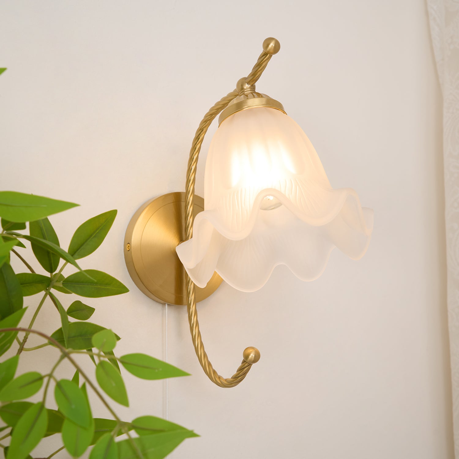 Lustra Wall Sconce Brass Gooseneck Glass - Letslighting