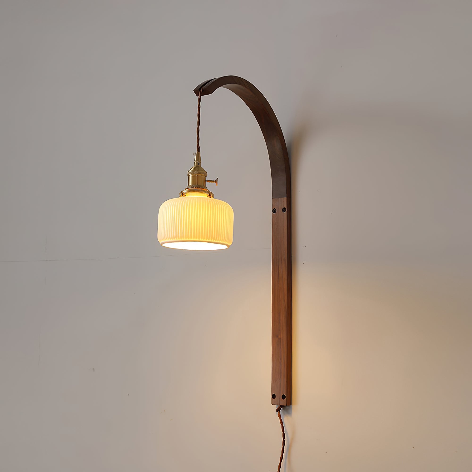 Dapple Modern Minimalist Walnut Ceramic Wall Light - Letslighting