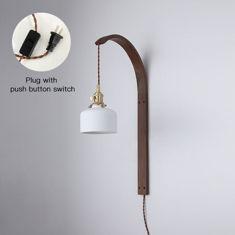 Dapple Modern Minimalist Walnut Ceramic Wall Light - Letslighting