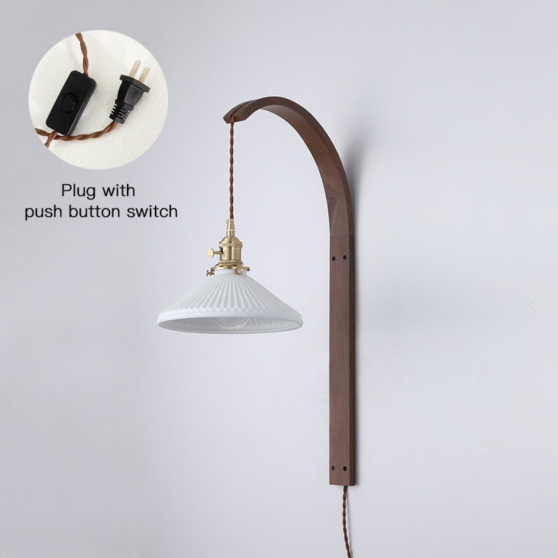 Dapple Modern Minimalist Walnut Ceramic Wall Light - Letslighting
