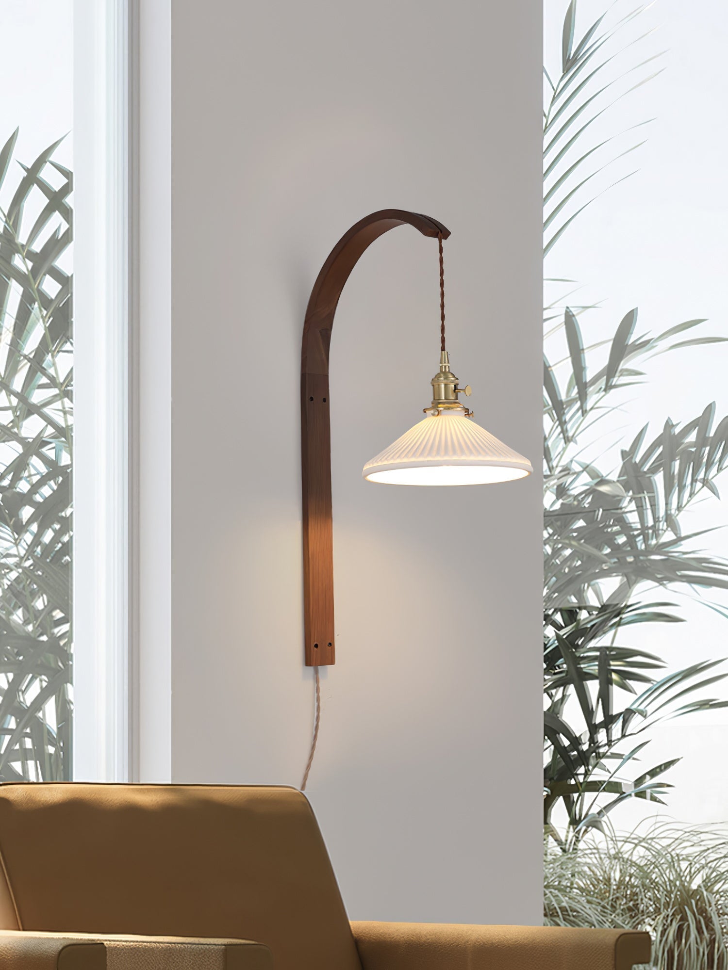 Dapple Modern Minimalist Walnut Ceramic Wall Light - Letslighting