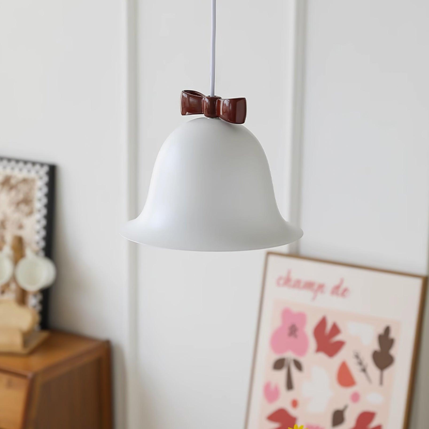 Cute Bells Pendant Lamp Glass Bow Dainty - Letslighting
