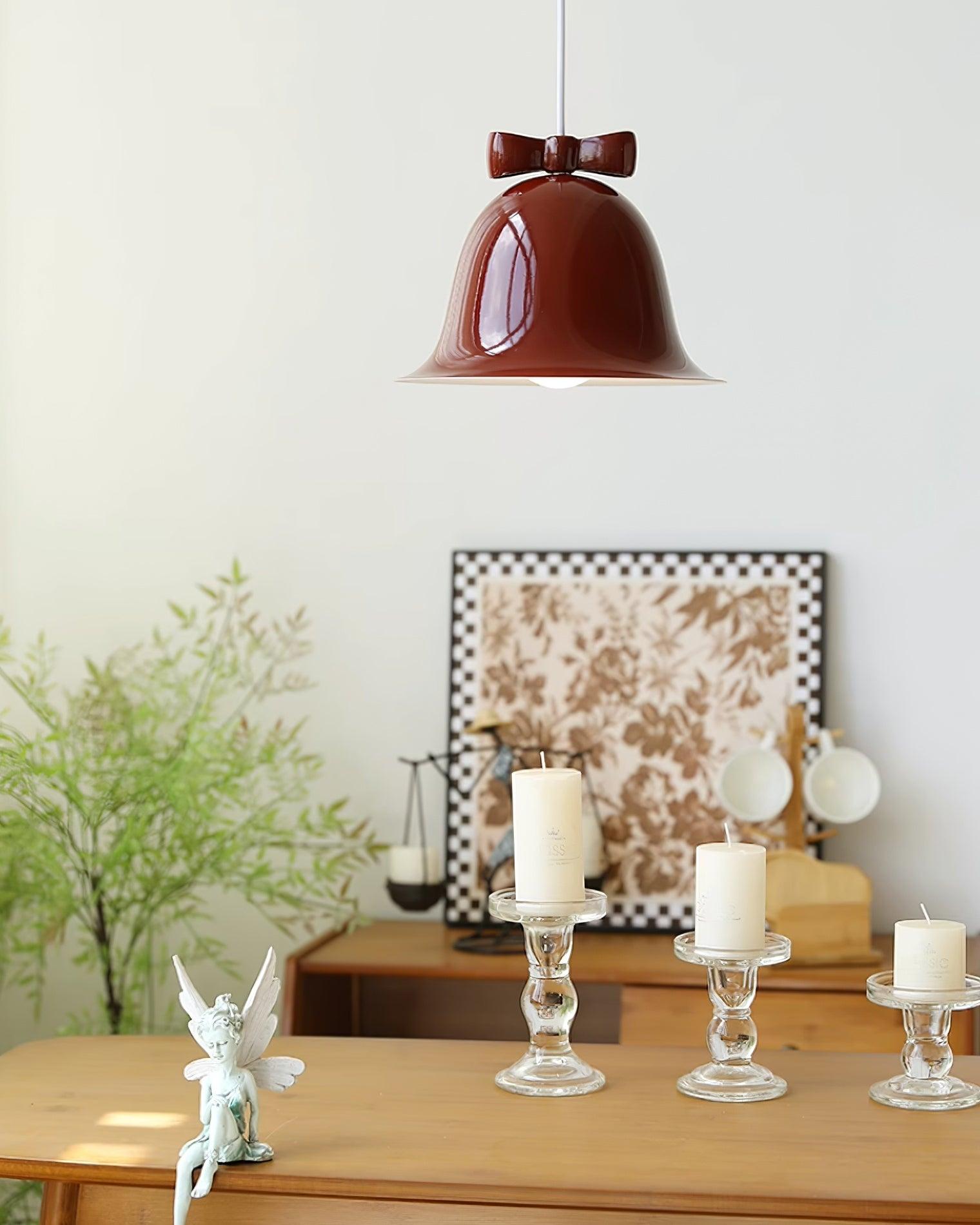 Cute Bells Pendant Lamp Glass Bow Dainty - Letslighting