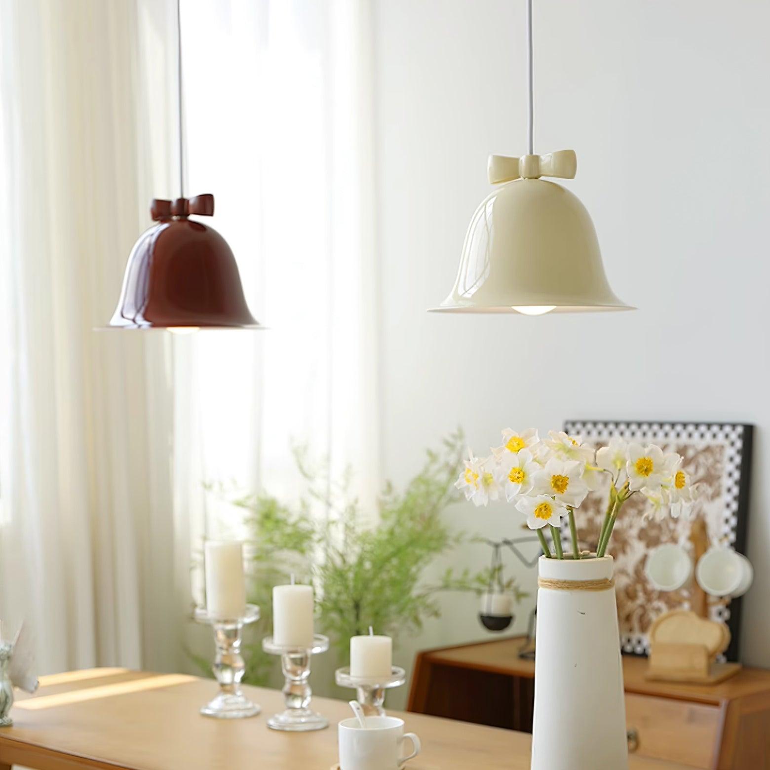 Cute Bells Pendant Lamp Glass Bow Dainty - Letslighting