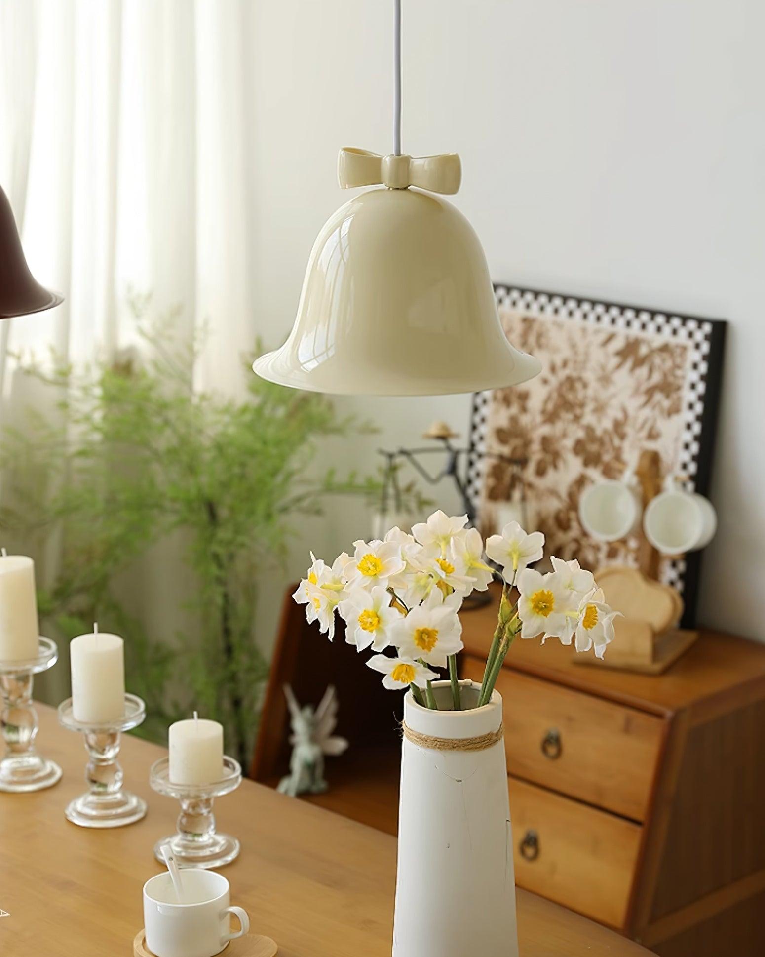 Cute Bells Pendant Lamp Glass Bow Dainty - Letslighting
