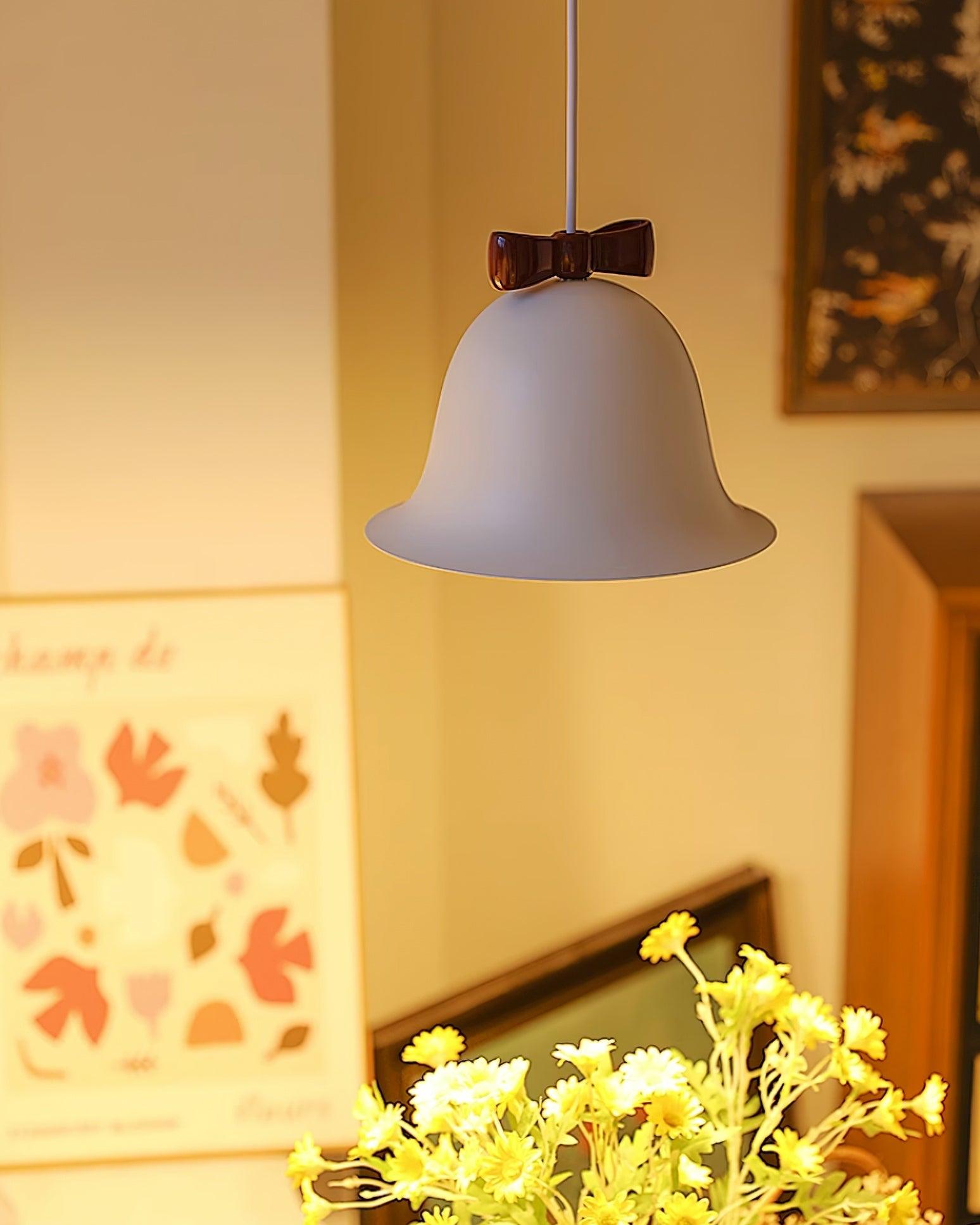 Cute Bells Pendant Lamp Glass Bow Dainty - Letslighting
