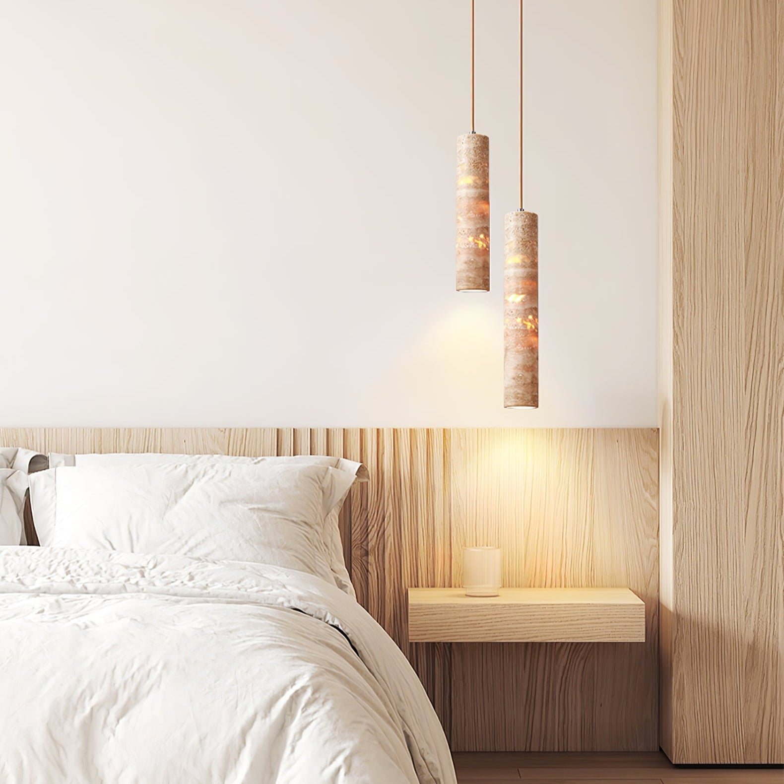 Cylindrical Travertine Pendant Light - Letslighting