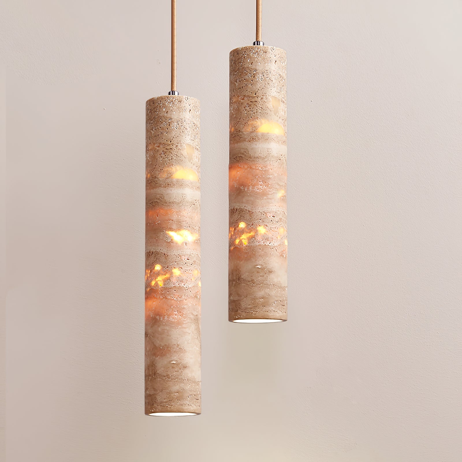 Cylindrical Travertine Pendant Light - Letslighting
