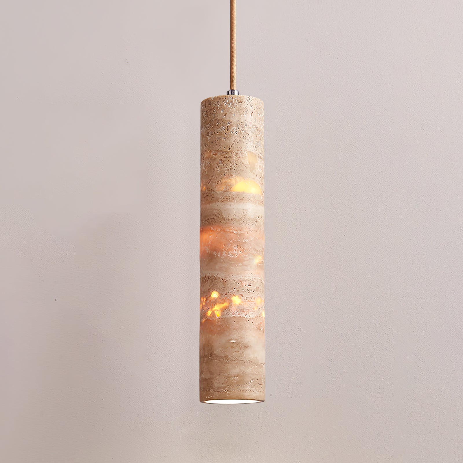 Cylindrical Travertine Pendant Light - Letslighting