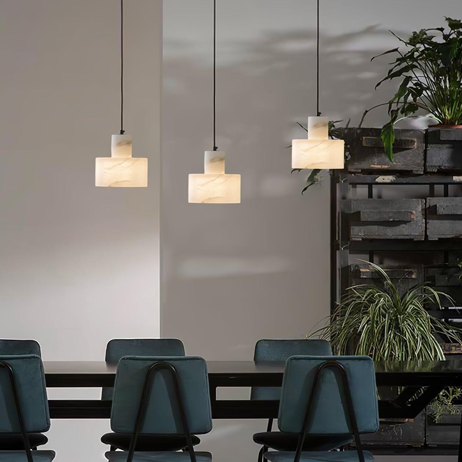 Alabaster Pendant Lgiht Dual Cylindrical - Letslighting