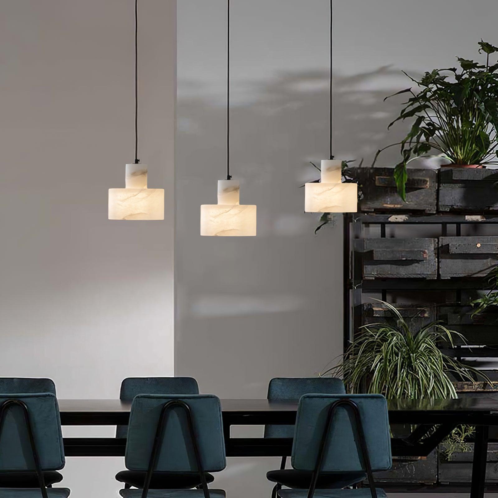 Alabaster Pendant Lgiht Dual Cylindrical - Letslighting