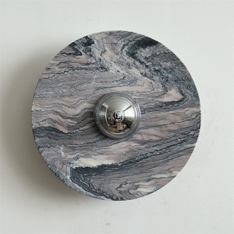 Zeno Modern Minimalist Round Chrome Marble Wall Sconce - Letslighting