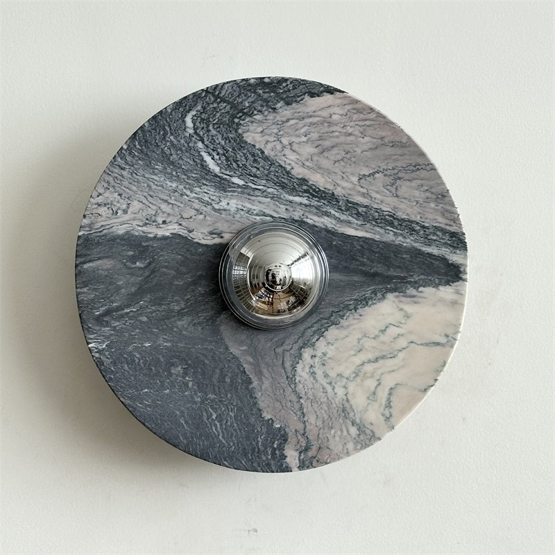 Zeno Modern Minimalist Round Chrome Marble Wall Sconce - Letslighting
