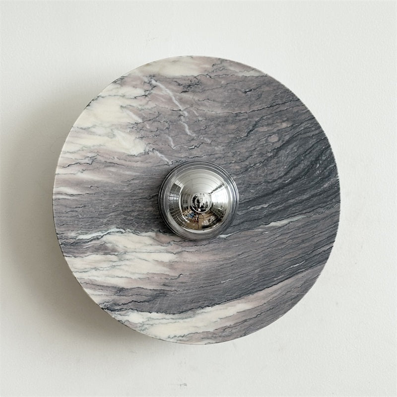 Zeno Modern Minimalist Round Chrome Marble Wall Sconce - Letslighting