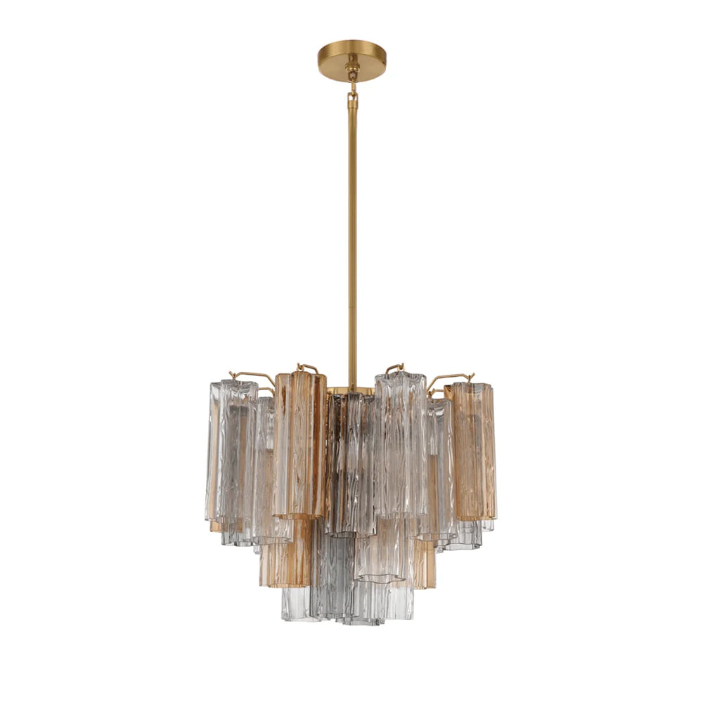 Lustra Murano Chandelier Glass Tube Layered Amber
