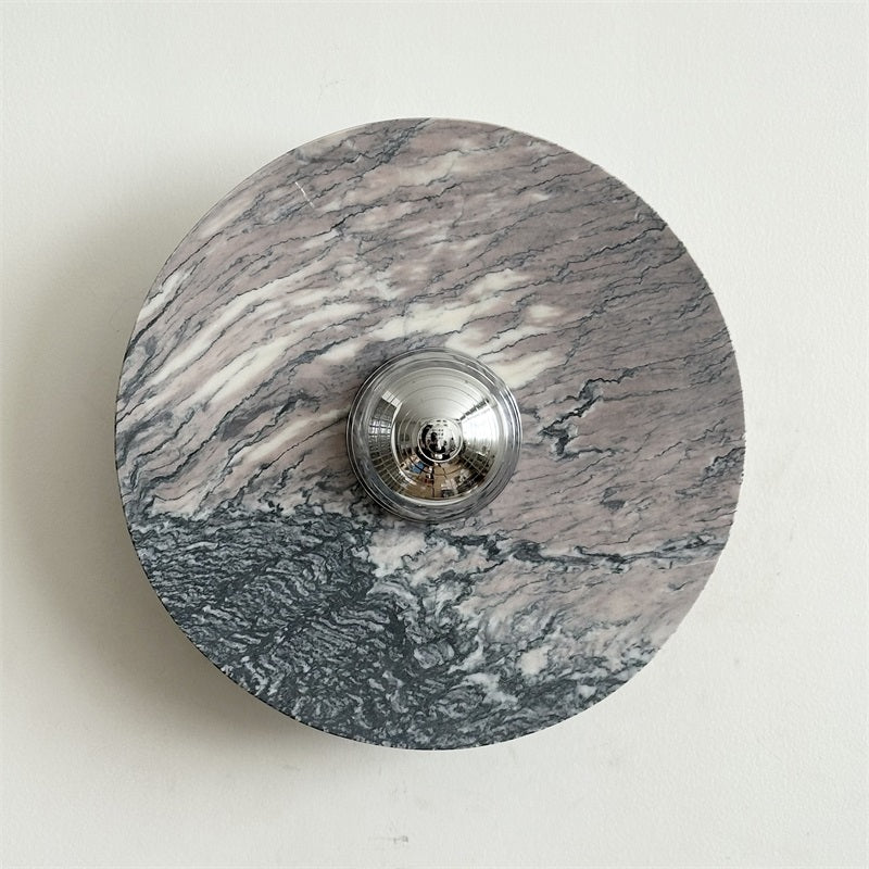 Zeno Modern Minimalist Round Chrome Marble Wall Sconce - Letslighting