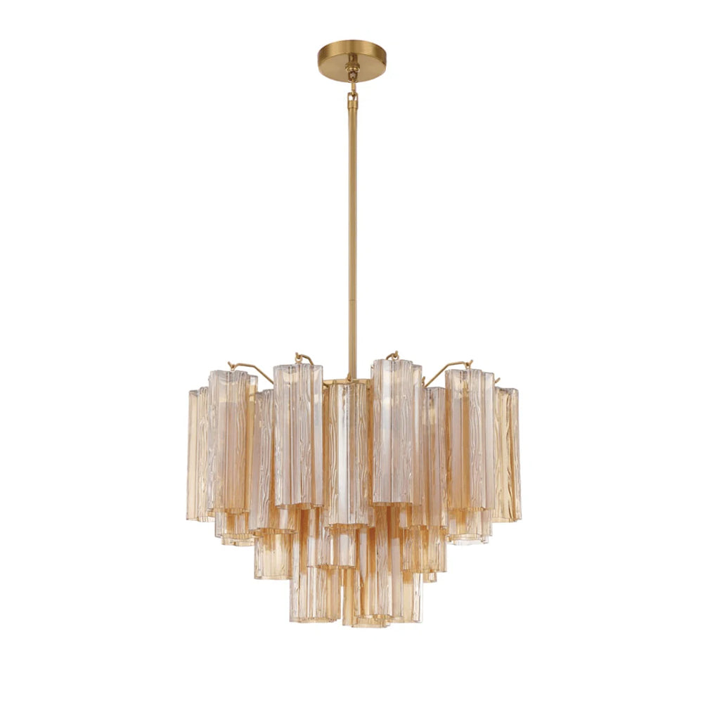 Lustra Murano Chandelier Glass Tube Layered Amber