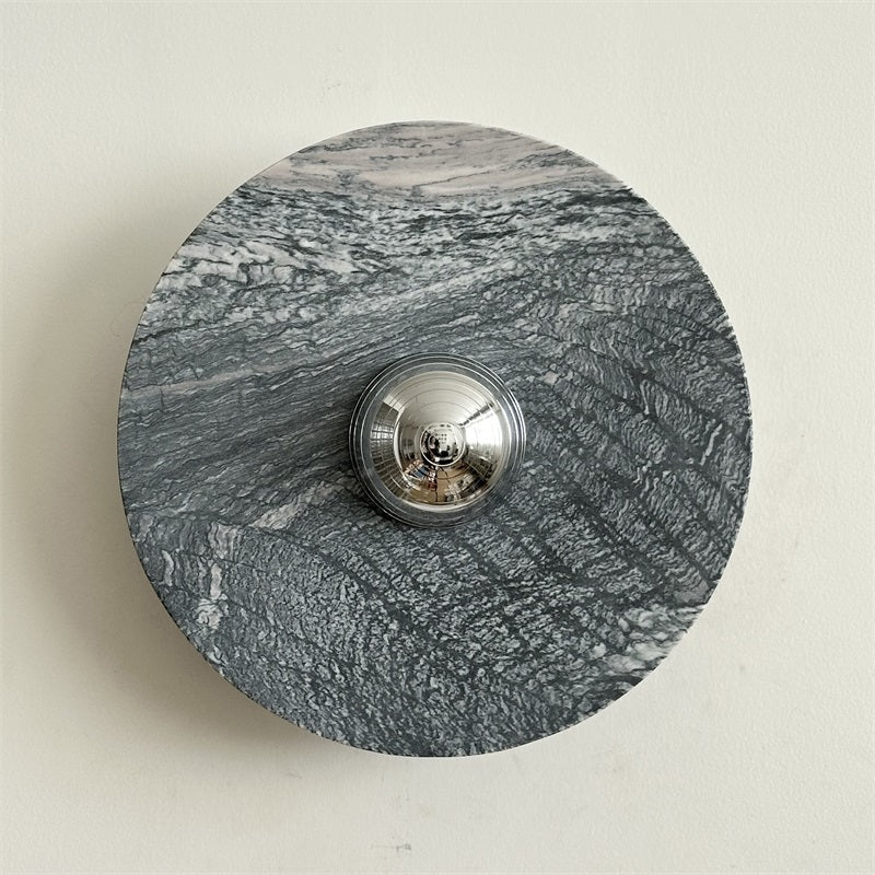 Zeno Modern Minimalist Round Chrome Marble Wall Sconce - Letslighting