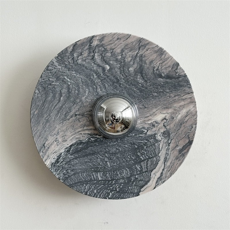 Zeno Modern Minimalist Round Chrome Marble Wall Sconce - Letslighting
