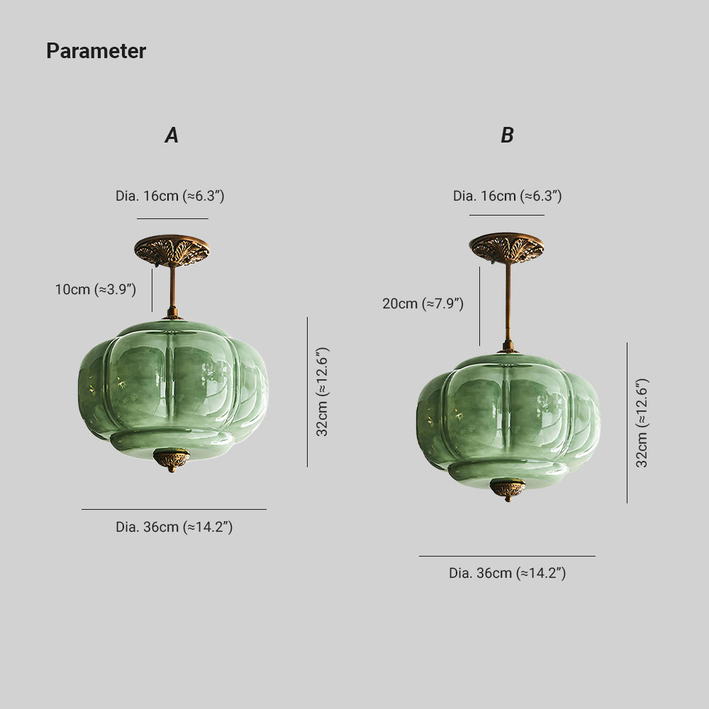 Eldio Green Glass Semi Flush Mount Light