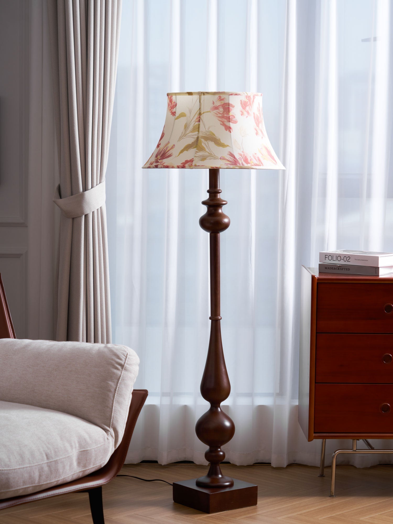 Floren Wood Fabric Classic Floor Lamp - Letslighting