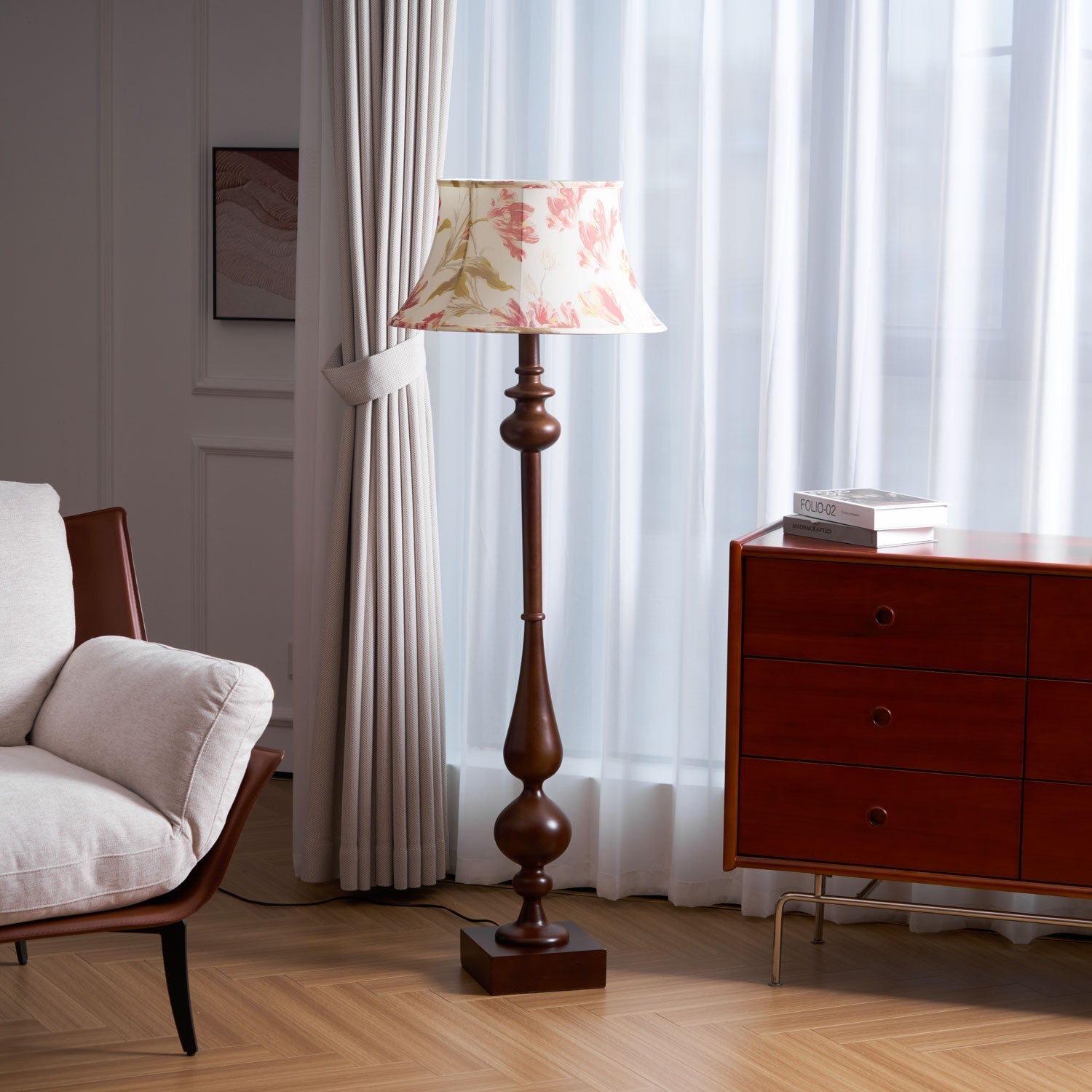Floren Wood Fabric Classic Floor Lamp - Letslighting