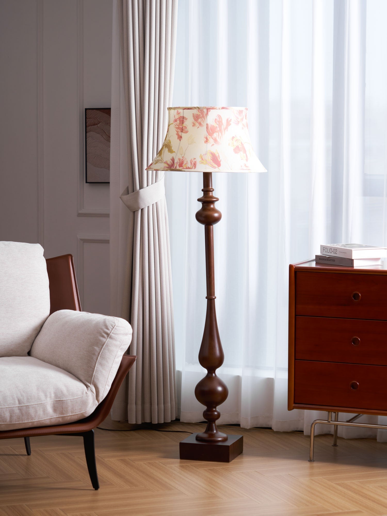 Floren Wood Fabric Classic Floor Lamp - Letslighting