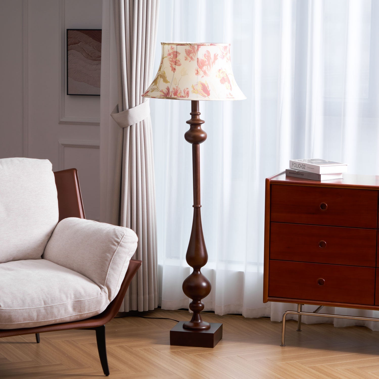 Floren Wood Fabric Classic Floor Lamp - Letslighting