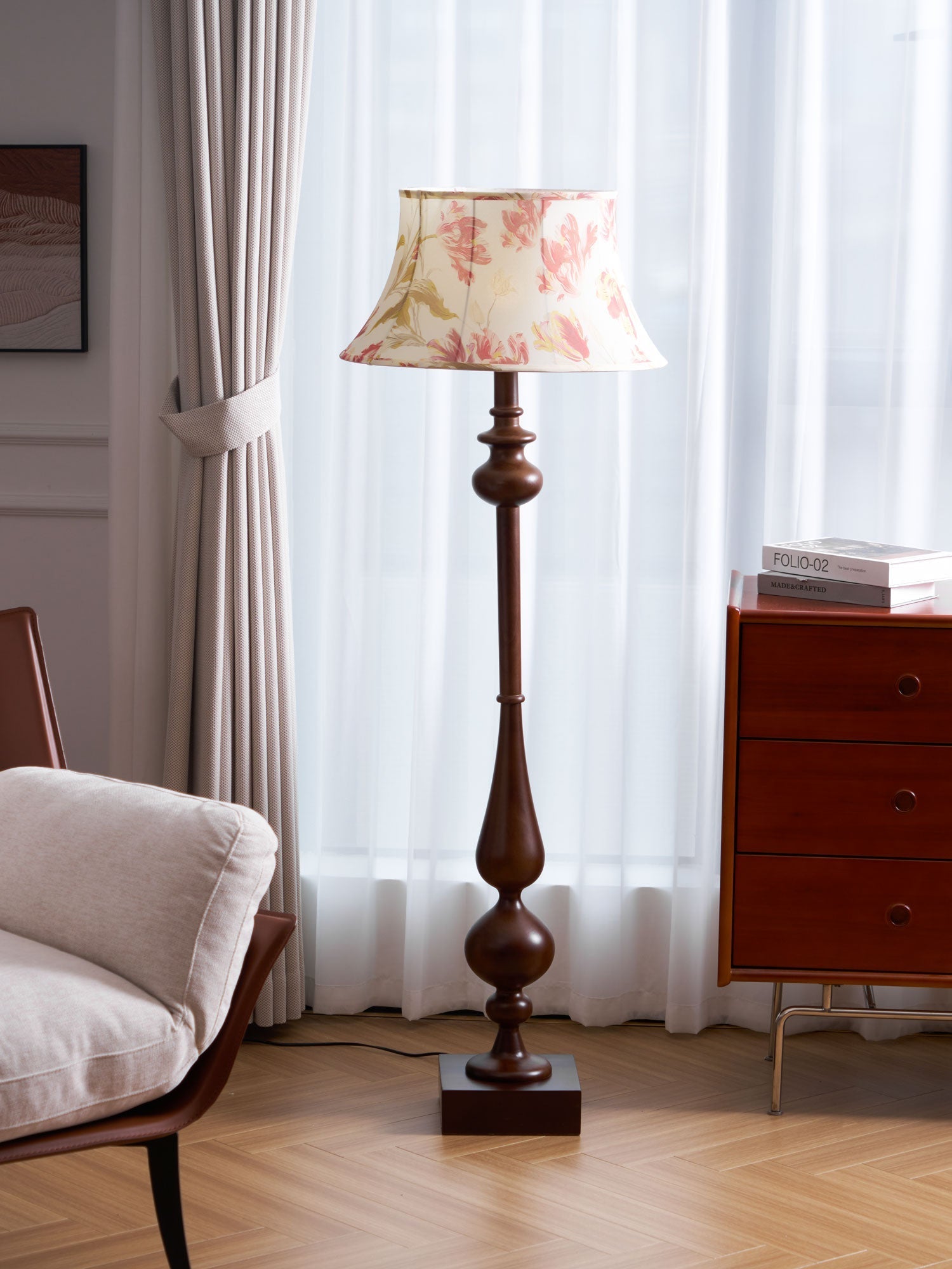 Floren Wood Fabric Classic Floor Lamp - Letslighting