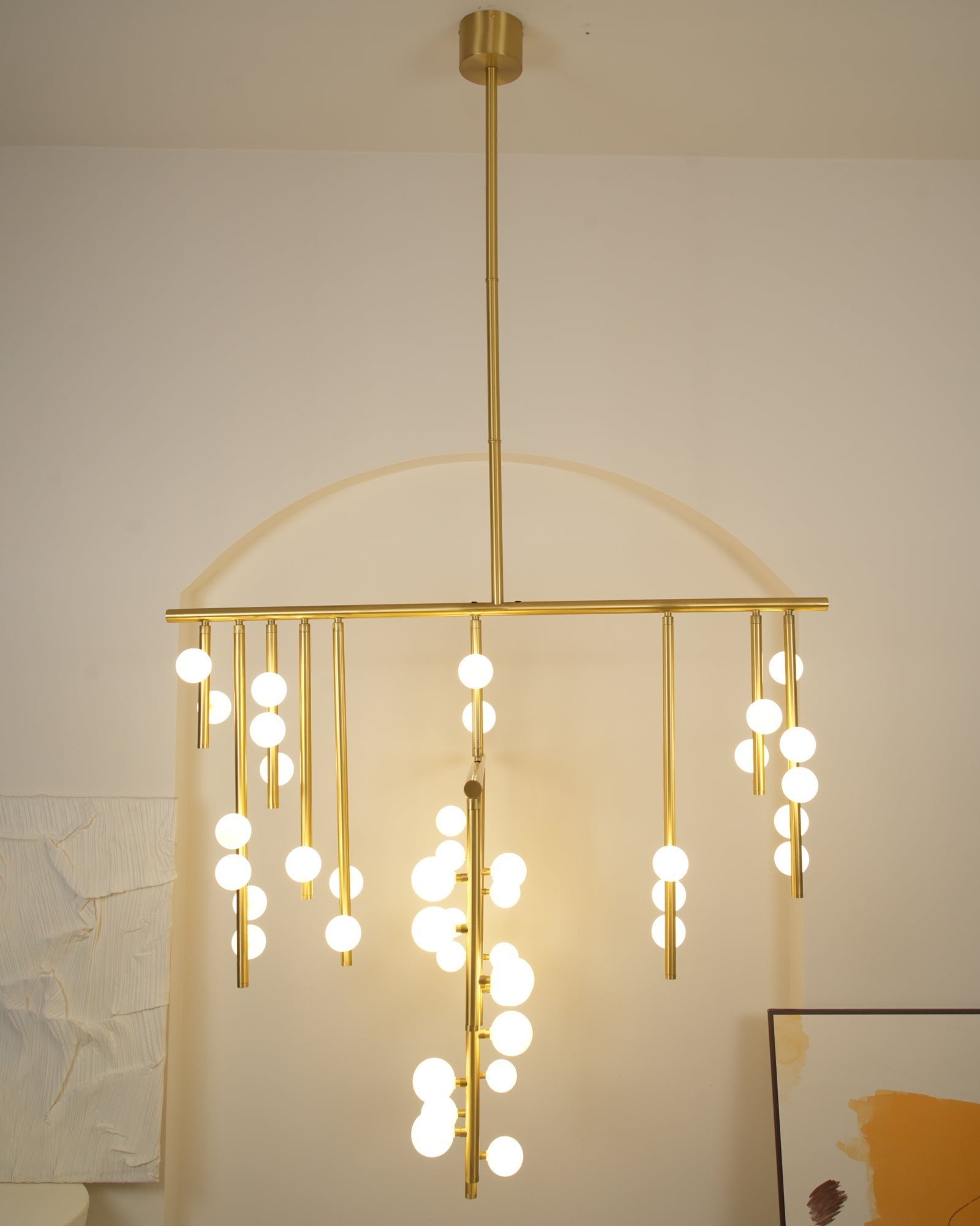 Eurzoris Geometric Brass Linear Pendant Light Chandelier - Letslighting