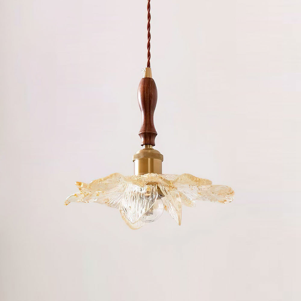 Dalie Lotus Pendant Lamp Resin Lotus Petals Gold Accents - Letslighting