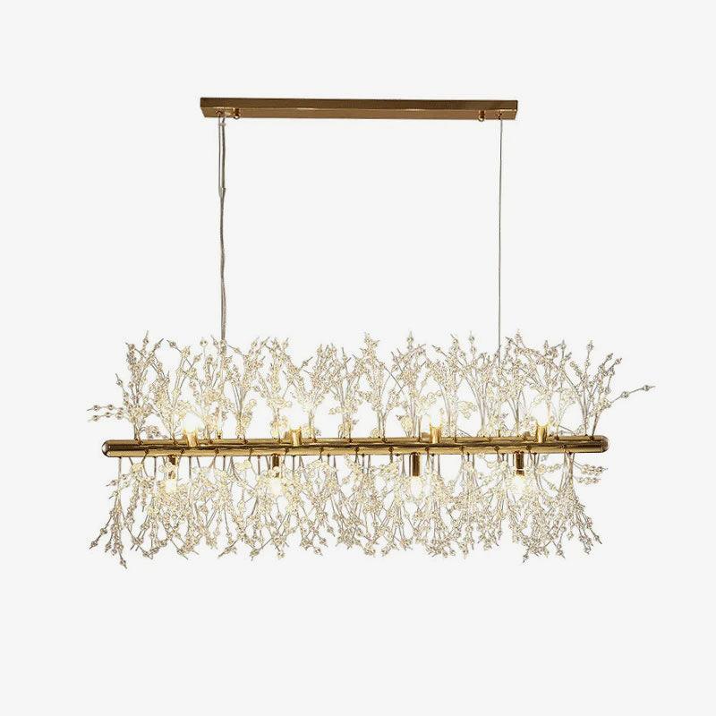Lustra Chandelier Brass Linear Crystal Branch - Letslighting