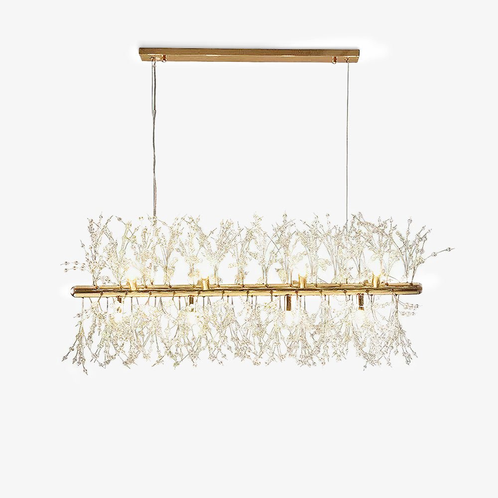 Lustra Chandelier Brass Linear Crystal Branch - Letslighting